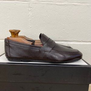 Salvatore Ferragamo Florence Driving Shoe Penny Loafers Brown Leather Men's 10.5